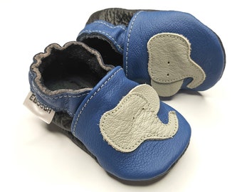 los zapatos de bebe unicos suaves gris azul olifant 0 6  ebooba EL-31-BL-M-1