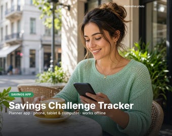 Savings Challenge Tracker App, 52 Week Challenge, 100 Envelope Challenge, 26 Fortnight Saving, Christmas Savings, Tick Off Badges