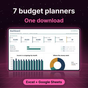 Budget Planner, Budget Spreadsheet, Finance Planner, Debt and Savings, Google Sheets and Excel bild 1