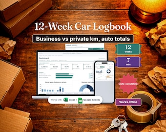 Car Log Book, Logbook Template, Mileage Tracker, Car Logbook ATO, Google Sheets and Excel