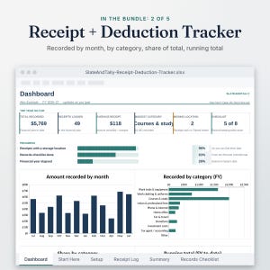 Tax Receipt Tracker dashboard with deductions by category