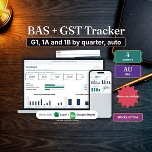 BAS Spreadsheet and Template, GST Tracker for Sole Traders, Google Sheets and Excel