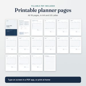 Every page of the Tax Set-Aside Tracker fillable PDF laid out together, A4 and US Letter