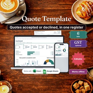 Quote Template Spreadsheet, Tradie Job Quote and Estimate Form with Quote Register, Excel + Google Sheets
