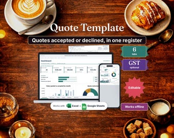 Quote Template, Estimate Template, Tradie Quote, Contractor Estimate, Google Sheets and Excel