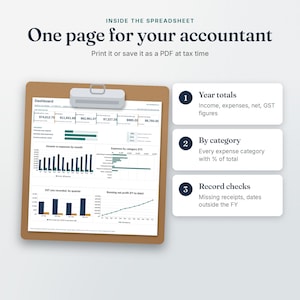 Sole Trader Bookkeeping Accountant Summary tab: one page for your accountant