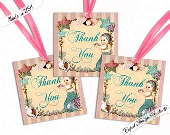 Étiquettes de baby shower de sirène/étiquettes de remerciement de baby shower de sirène/étiquettes de faveur de sirène/étiquettes de faveurs de fête de sirène/étiquettes de sirène/imprimable/imprimé.