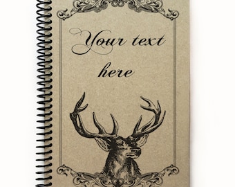 personalized hunters journal fathers day gift, Deer recipe book, personalized spiral notebook, hunting journal, unique gift for husband