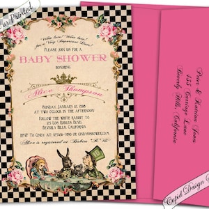 alice in wonderland baby shower invitation printable - alice in wonderland baby shower - mad hatter tea party invitations digital printable-
