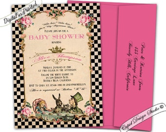 alice in wonderland baby shower invitation printable - alice in wonderland baby shower - mad hatter tea party invitations digital printable-
