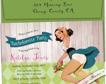Bridal shower invitation printable/Retro bridal shower invitations/Bachelorette party invitation printable/Lingerie shower invitation.