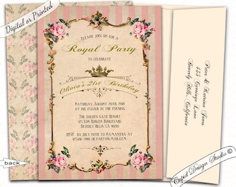 High Tea invitation/Birthday Tea party invitation/Bruch birthday invitation/Marie Antoinette invitation/Shabby chic birthday invitations.