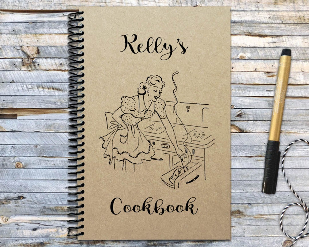 Cupid Design Studio Personalized recipe book to write in, handmade blank  cookbook, kraft cover gift 5.5x8.5 (Unlined pages)