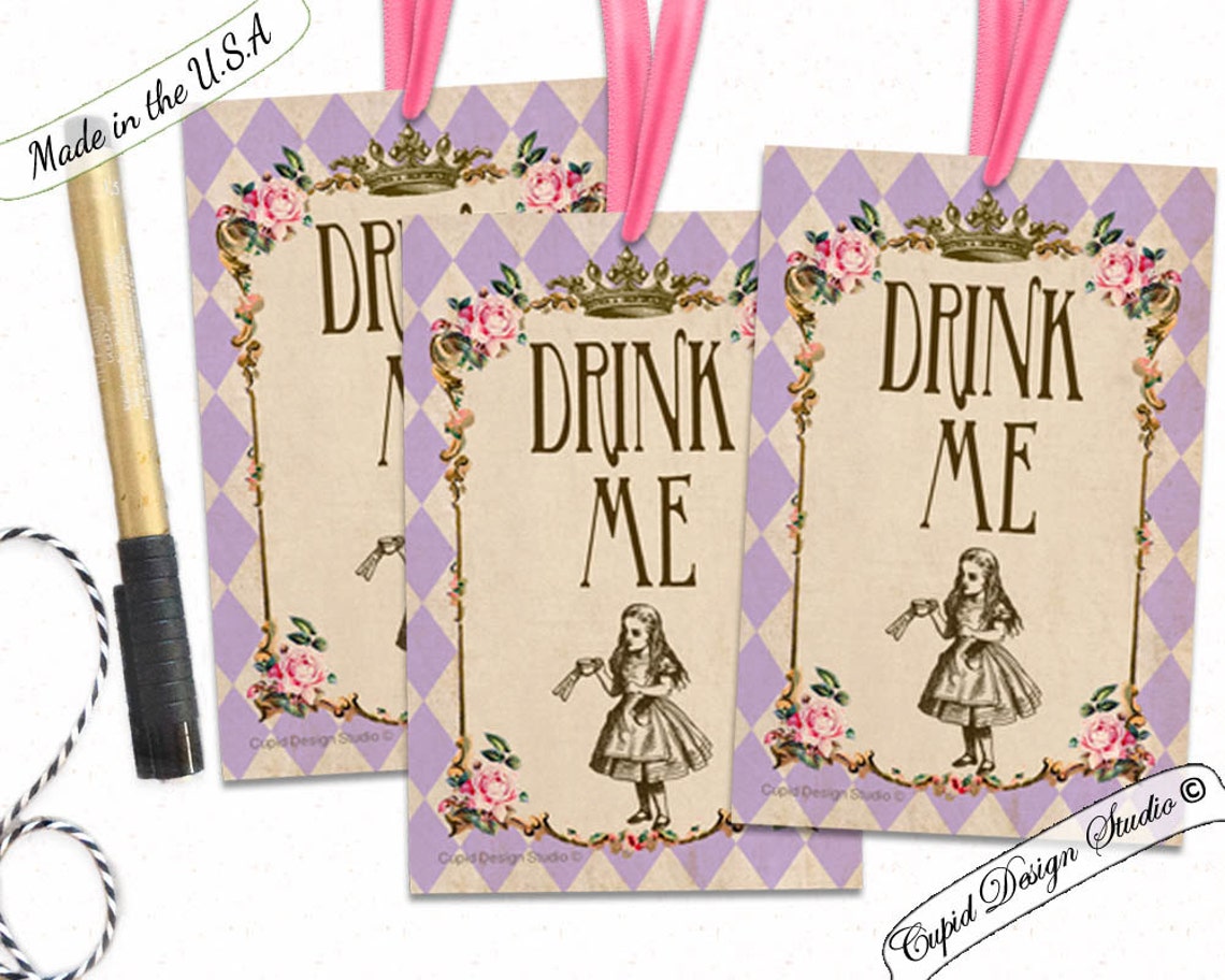 Drink Me Alice in Wonderland Tags / Party Favors Labels Tags Etsy