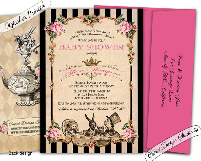 Alice in wonderland baby shower invitation printable/Alice in wonderland baby shower/Mad hatter tea party invitations/Mad hatter baby shower 