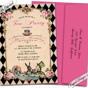 Alice in wonderland invitation printable/Alice and wonderland invitation/Mad hatter invitations/Alice in wonderland invite. Tea party. AB1