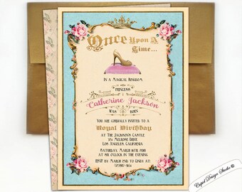 cinderella birthday invitation cinderella quinceañera invitations once upon a time birthday invitations fairy tale birthday invitations