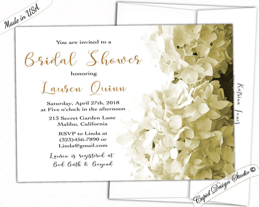 Hydrangeas Wedding Shower Invitation/hydrangea Invitation/floral Bridal Shower Invitation/bridal