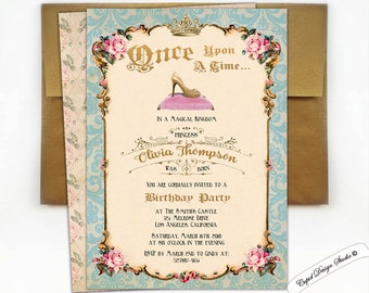 Cinderella ball invitation Cinderella party Cinderella invite Princess Birthday Baby Bridal shower pink custom printable or printed