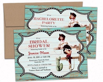 Cowgirl invitation/Bridal shower invitation/printable cowgirl invites/Bachelorette party invitations/personalized birthday invitation