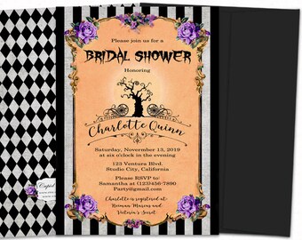 Nightmare before Christmas bridal shower invitation, Halloween bridal shower invitations, Printable halloween invites, Printed invitations.