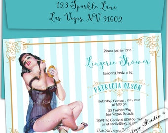 Lingerie bridal shower invitation. Bachelorette party invitation. Hens night invitation. Bridal shower invite. Wedding shower invitation.