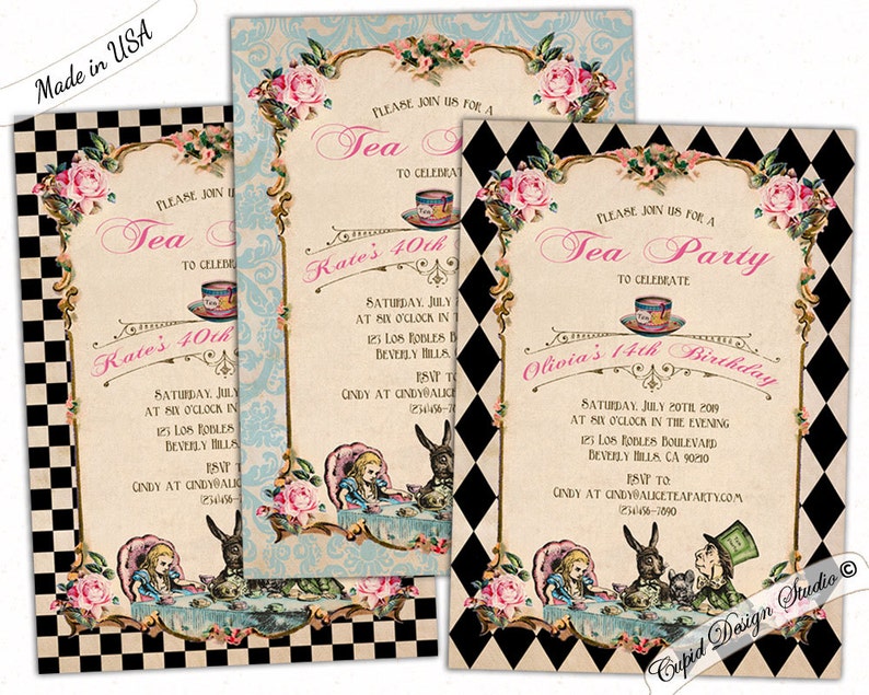 Alice In Wonderland Birthday Invitation Printable Mad Hatter Etsy