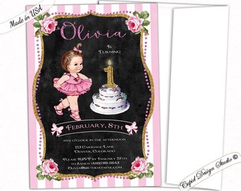 Tutu first birthday/Ballerina invitation/Ballerina party/Tutu party/Ballerina printable invitation/digital or professionally printed.