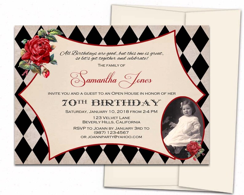 Adult birthday invitation. Printed birthday invitations. Birthday party invites. Birthday party invitations adult. Printable birthday invite bild 2