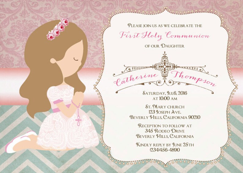 Invitations Printable First Communion invitation Custom 1st communion
