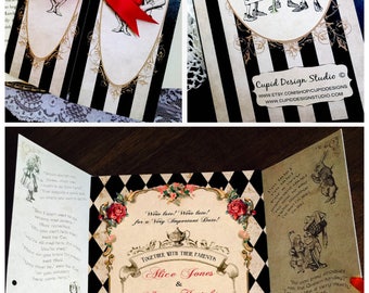 Alice in Wonderland bridal shower invitations - Tea party bridal shower invitation - printed bridal shower invitations, Bridal shower invite