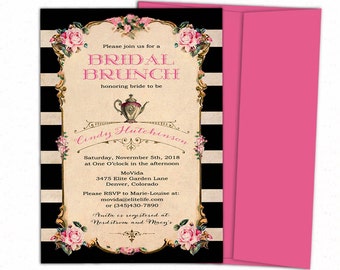 Bridal brunch invitation - Bridal brunch shower invitation - Bridal brunch invites - Bridal tea party invitations - Bridal tea invitations.