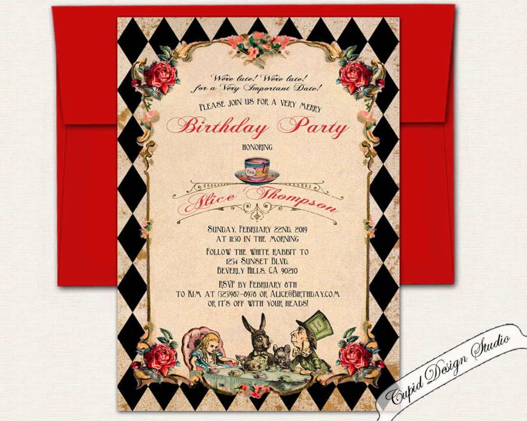 Alicia en el pais de las maravillas invitaciones. Invitaciones para ...