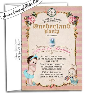 Alice in Onederland 1st birthday invitation, alice in wonderland first birthday invitations, alice and wonderland girl first birthday invite