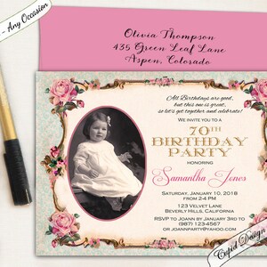 Elegant 80th Birthday Invitation. Pink and Gold Birthday - Etsy