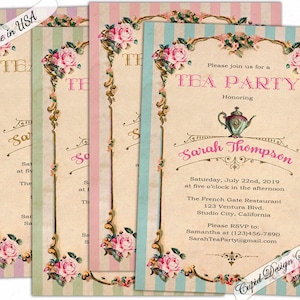 tea party birthday invitation/Tea party invites/Tea party invitation/Tea party printables/Birthday tea party invitation/Printable or printed