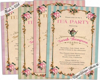 tea party birthday invitation/Tea party invites/Tea party invitation/Tea party printables/Birthday tea party invitation/Printable or printed