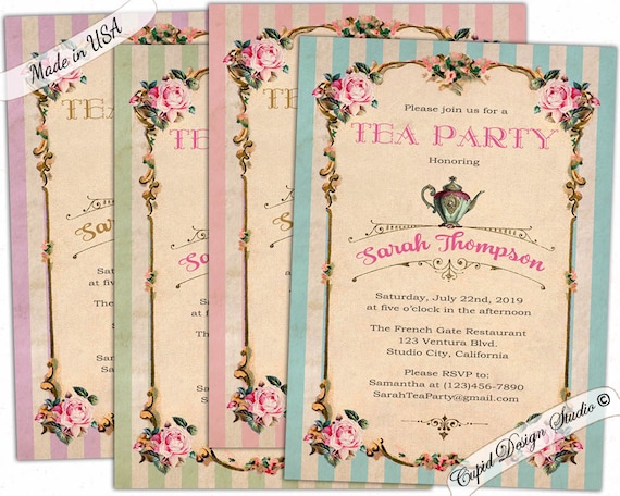 tea party birthday invitation/Tea party invites/Tea party invitation/Tea party printables/Birthday tea party invitation/Printable or printed