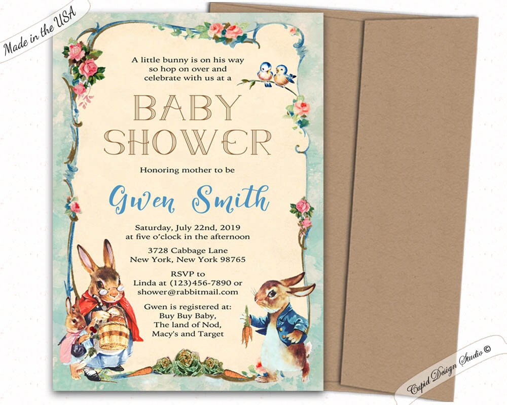 Peter Rabbit Baby Shower Invitation Peter Rabbit Invitations Etsy