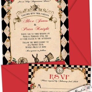 Alice in Wonderland Wedding Invitation, Alice in Wonderland Fairy Tale ...