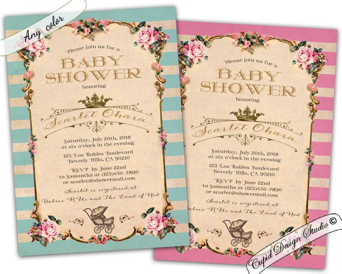 Vintage Baby Shower Invitations/baby Shower Invitation Etsy