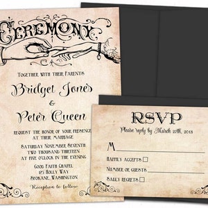 Romantic Wedding invitations - Elegant wedding invitations - Vintage wedding invitations - Unique wedding invitation - Custom personalized.