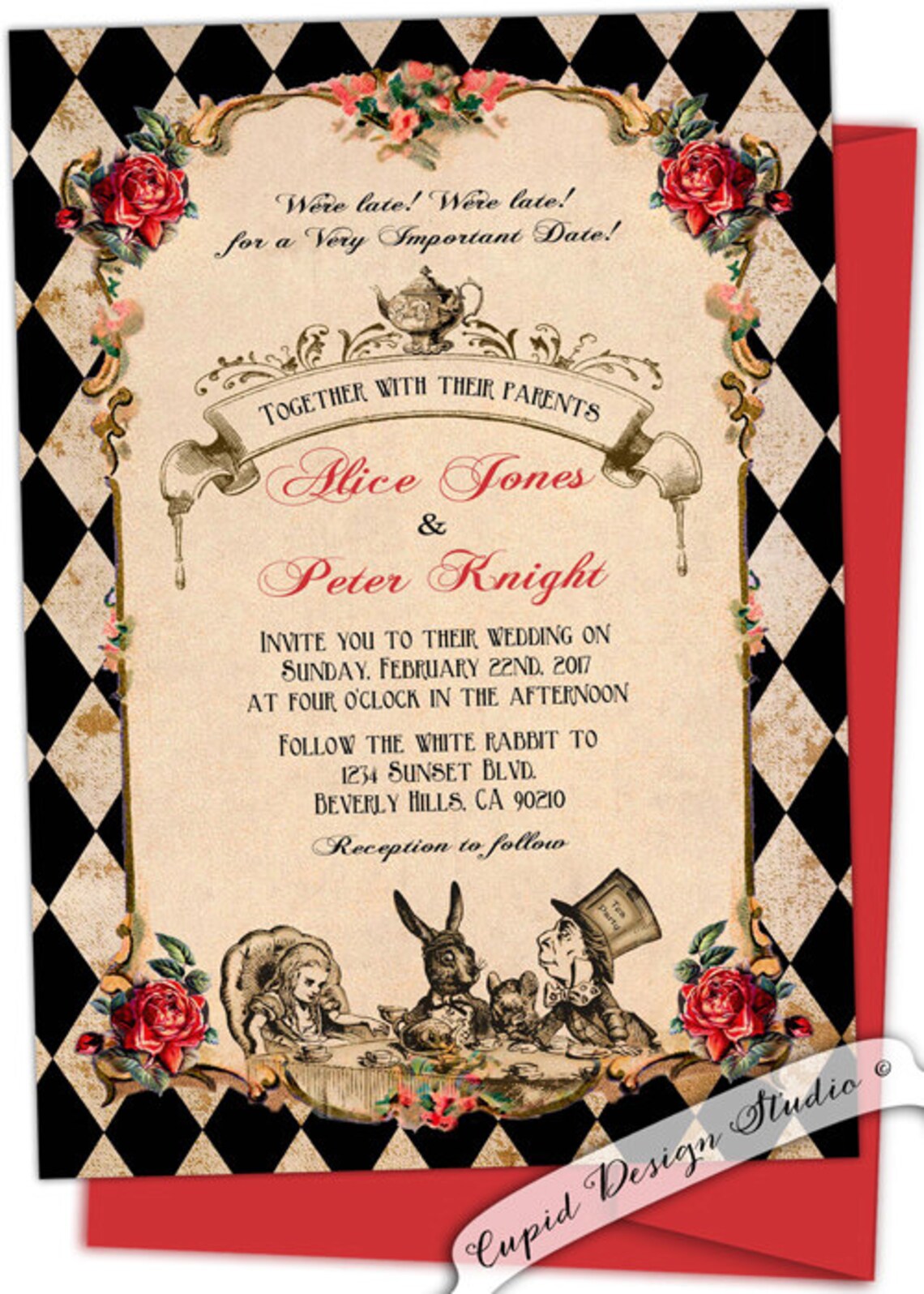 Alice in Wonderland Wedding invitation Alice in wonderland | Etsy