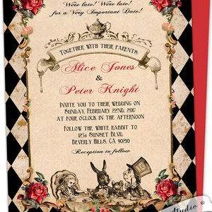 Alice in Wonderland Wedding Invitation, Alice in Wonderland Fairy Tale ...