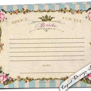 Advice for the bride cards. Bridal shower advice cards. Floral Wedding advice cards for the couple. Advice cards for the future mrs. Bridal.
