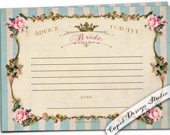 Advice for the bride cards. Bridal shower advice cards. Floral Wedding advice cards for the couple. Advice cards for the future mrs. Bridal.