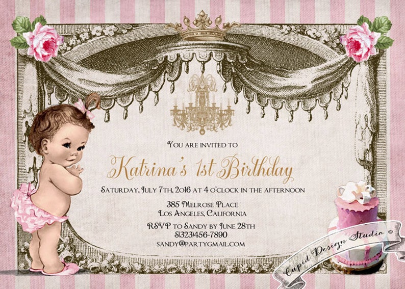 Vintage Baby shower invitations. Girl Birthday party Etsy