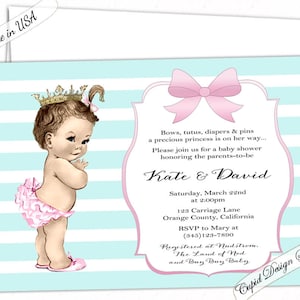 Baby shower invitation girl. Girl baby shower invites. Digital printable or printed. Pink and gray chevron. image 4