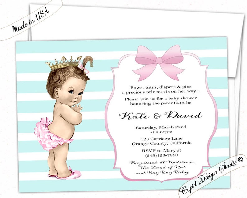 Baby shower invitation girl. Girl baby shower invites. Digital printable or printed. Pink and gray chevron. image 4