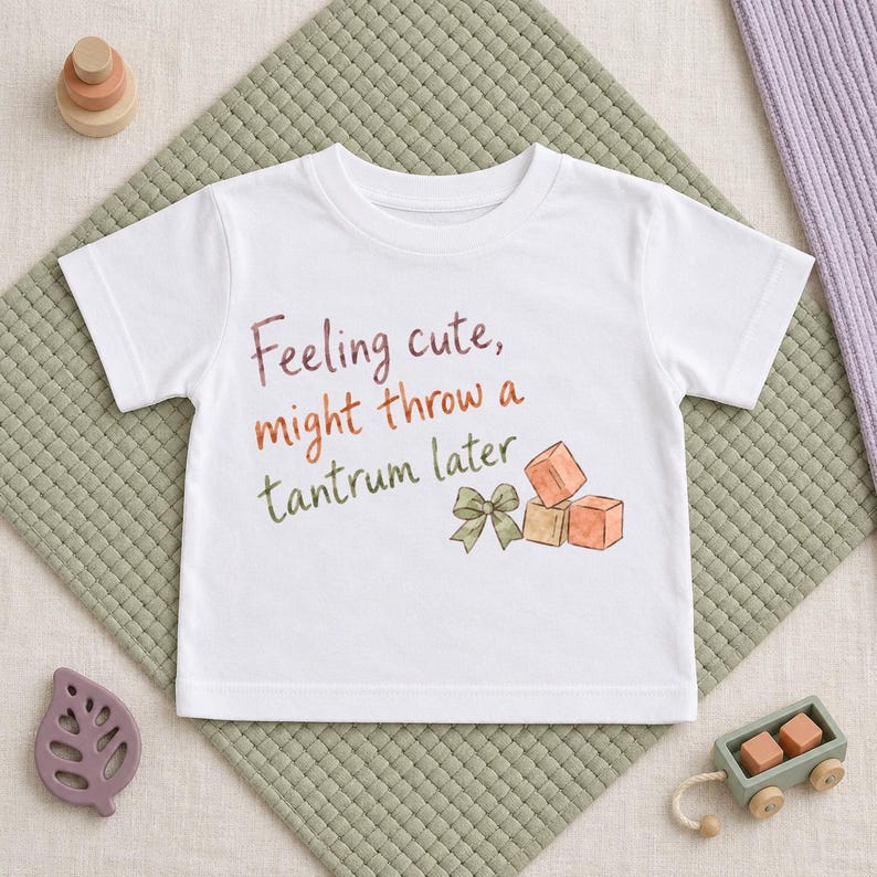 Feeling Cute, Might Throw a Tantrum Later Kids T-shirt, Pastel Building ...